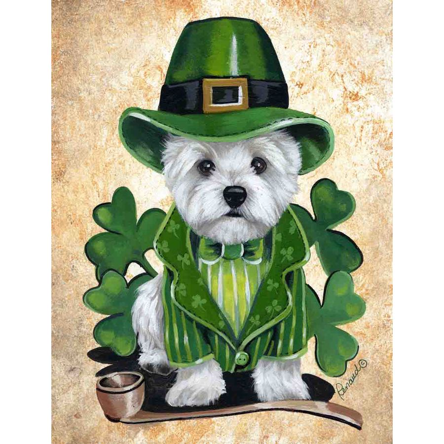 900x900 Shop Precious Pet Paintings 1.5 Ft X 1.04 Ft West Highland Terrier - Saint Patricks Day Painting