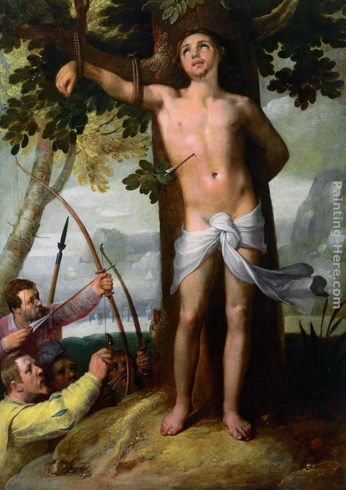 706x1000 Cornelis Cornelisz The Miracle Of Saint Sebastian Painting Anysize - Saint Sebastian Painting