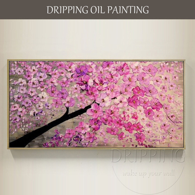 640x640 Lovely Design Hand Painted Beautiful Pink Colors 3d Flower Oil - Sakura Flower Painting
