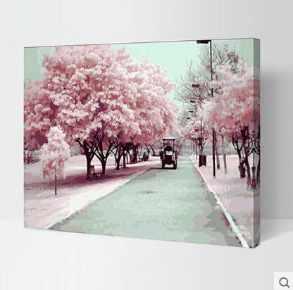 416x412 Mahuaf X248 Diy Oil Painting By Numbers Hand Painted Japanese Pink - Sakura Painting