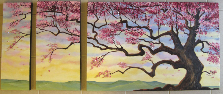 750x318 Sakura Tree Painting - Sakura Painting