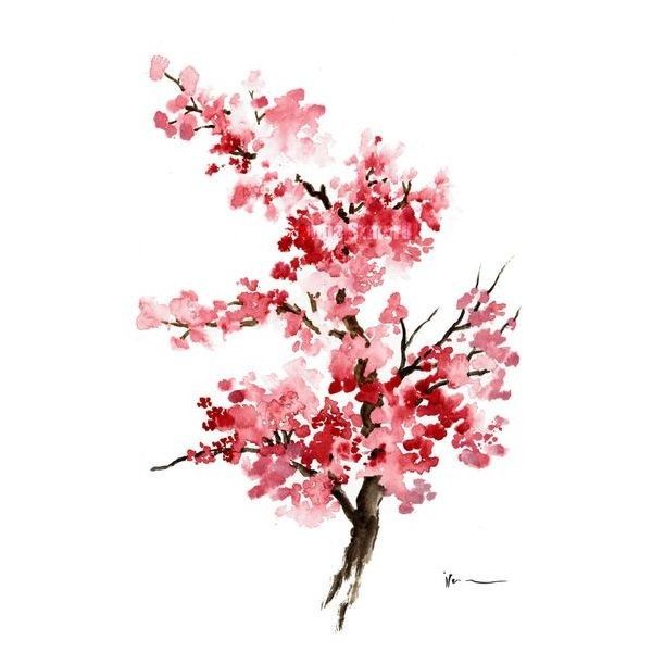 600x600 Cherry Blossom Flower Watercolor Painting, Pink Gifts For Her - Sakura Painting