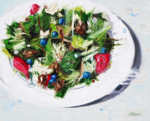 483x390 Fork And Knife Artist Ninalee Irani Los Angeles Art Galleries - Salad Painting