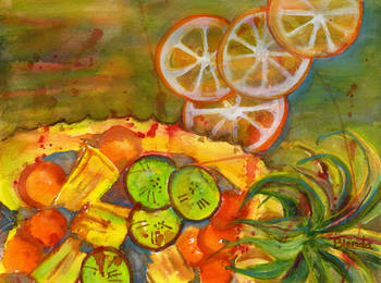 350x260 Pineapple Salad Art Painting By Blenda Tyvoll - Salad Painting