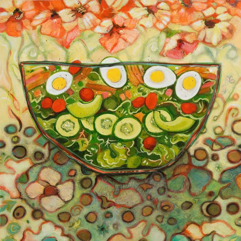 770x770 Saatchi Art Cool Summer Salad Painting By Jen Norton - Salad Painting