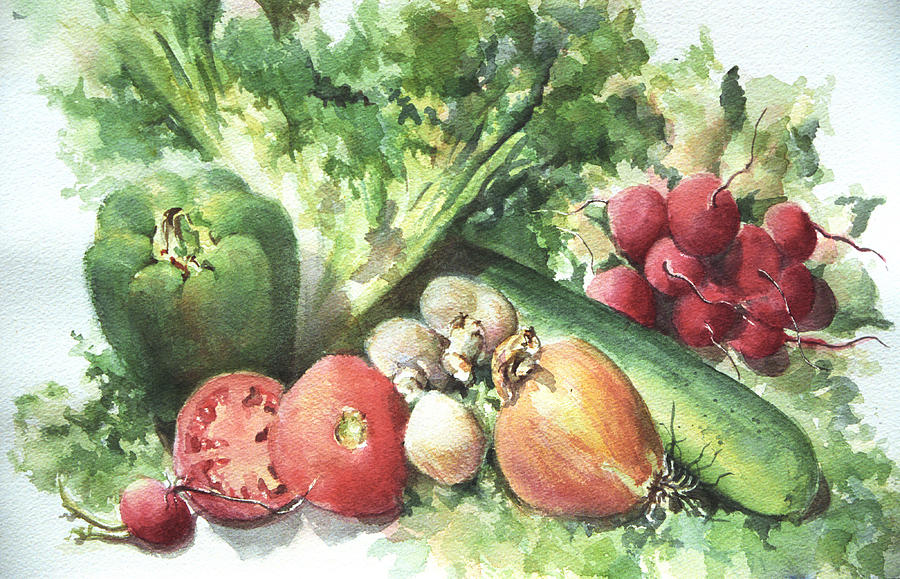 900x579 Salad Painting By Carol Scott - Salad Painting
