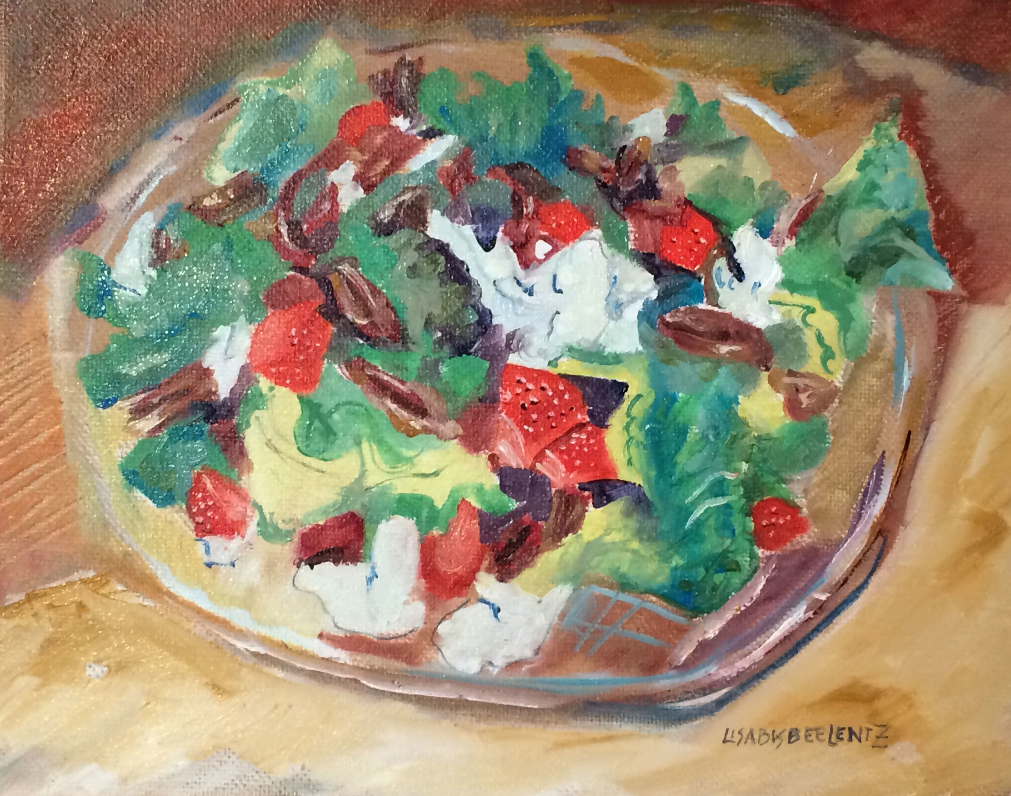 3252x2560 Strawberry Salad, Oil Painting By Lisa Bisbee Lentz - Salad Painting