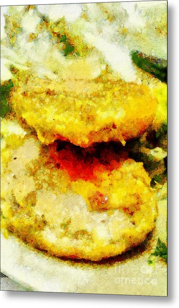 349x600 Breaded Chicken Cutlets And Salad Painting Painting By Magomed - Salad Painting