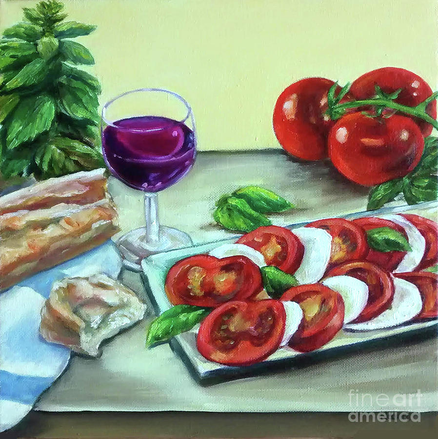 898x900 Caprese Salad Painting By Laura Napoli - Salad Painting