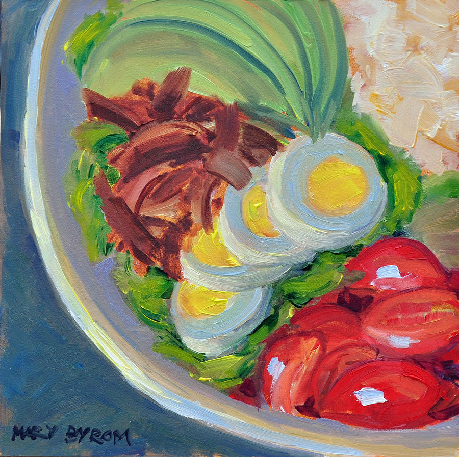 900x897 Coscob Salad Painting By Mary Byrom - Salad Painting