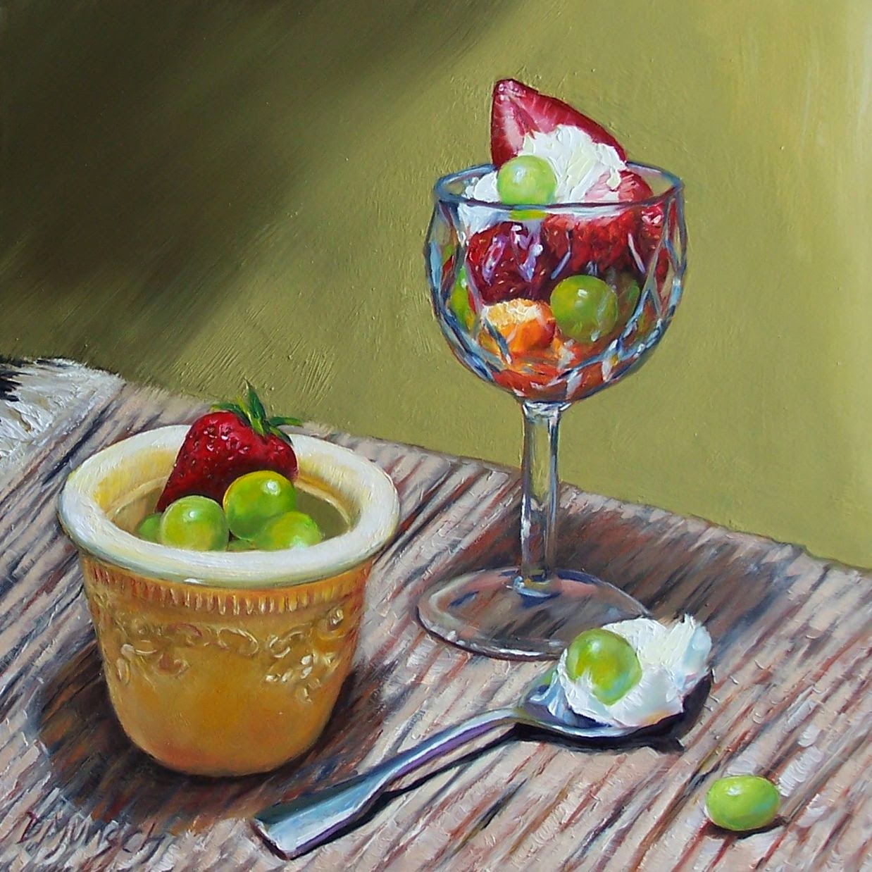 1238x1238 Donna Munsch Fine Art Original Oil Painting Fruit Salad - Salad Painting