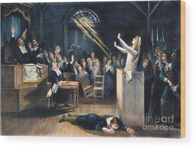 643x489 Salem Witch Trial, 1692 Wood Print By Granger - Salem Witch Trial Painting