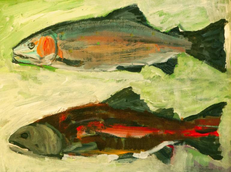 Salmon Painting at PaintingValley.com | Explore collection of Salmon ...