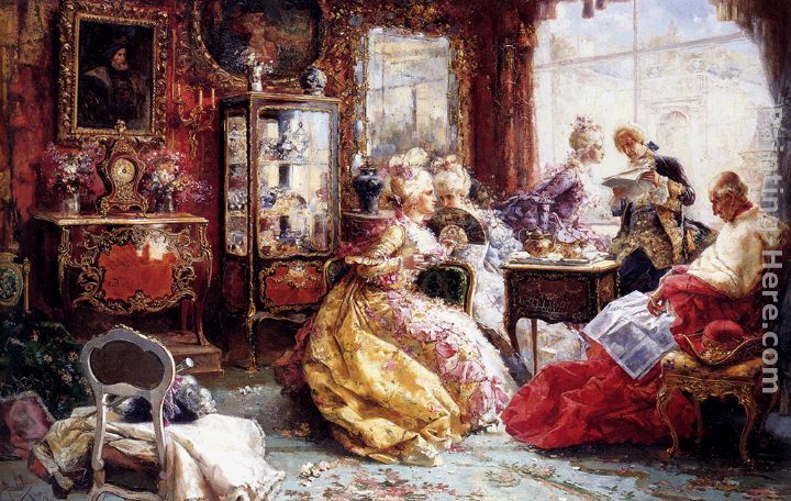 720x456 Salvador Sanchez Barbudo An Afternoon In The Salon Painting - Salon Painting