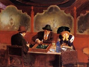 300x225 The Backgammon Players Game Absinthe Drink Salon Painting By Jean - Salon Painting