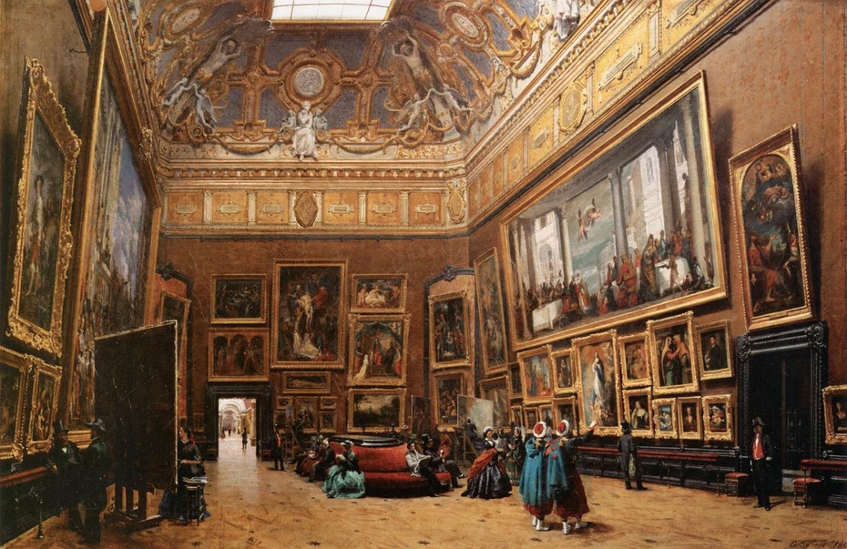 930x603 View Of The Salon In The Louvre Giuseppe Castiglione - Salon Painting