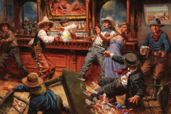 600x399 Saloon Shootout By Andy Thomas On Artnet - Saloon Painting