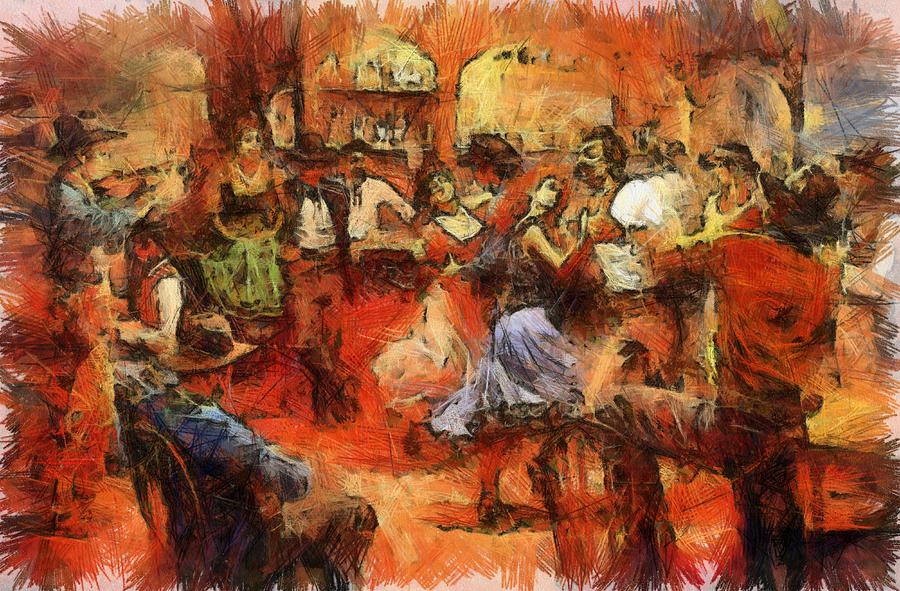 900x591 The Saloon Painting By Shimi Gasaba - Saloon Painting