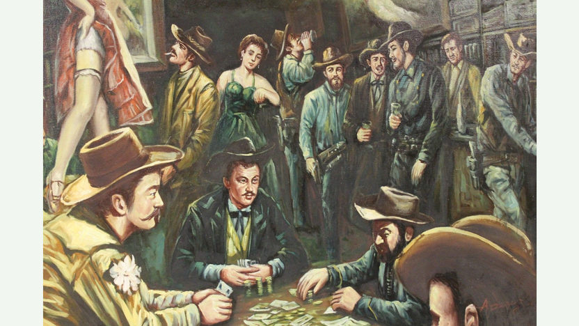 832x468 Western Saloon Art Oil Painting On Canvas By A. Perez J19 Los - Saloon Painting