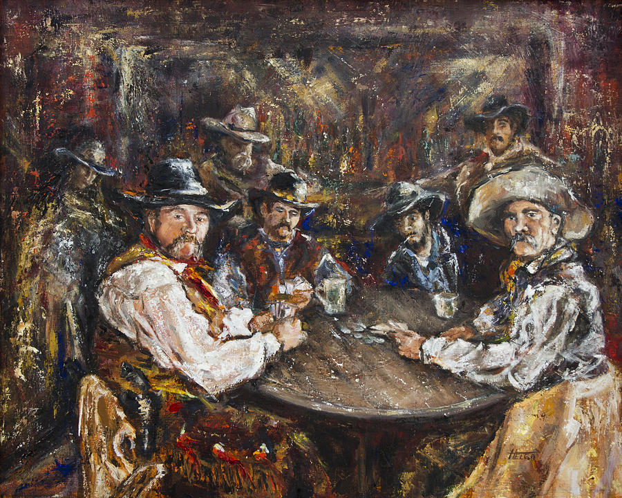 900x720 You Ain'T From Around Here Painting By Helga Gravitt - Saloon Painting