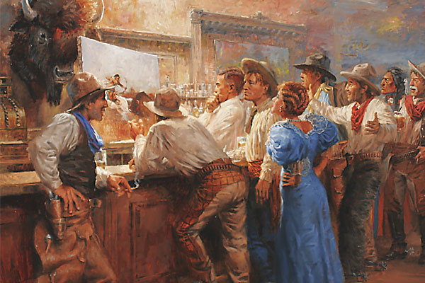 600x400 Charlie Russell's Newest Painting - Saloon Painting