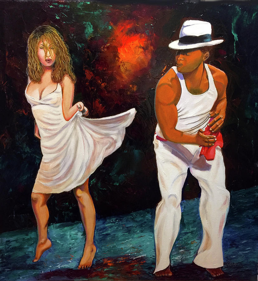 828x900 Salsa 2 Painting By Jose Manuel Abraham - Salsa Dancer Painting