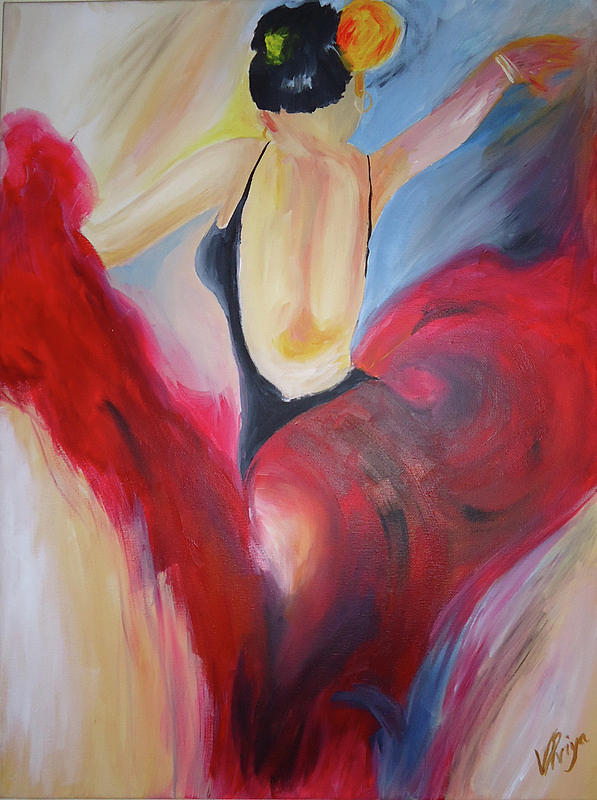 597x800 Salsa Dancer Painting By Vishnupriya Ramanujam - Salsa Dancer Painting