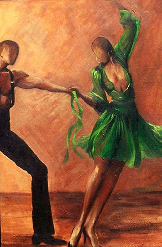 525x800 Salsa Dancers Giclee Art Print On Canvas Size 24x36 Limited - Salsa Dancer Painting