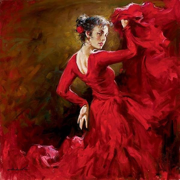 600x600 Andrew Atroshenko Crimson Dancer Painting 50% Off - Salsa Dancer Painting