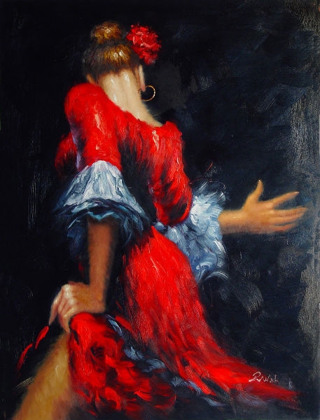 457x600 Salsa Dancer Painting - Salsa Painting