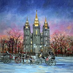 236x236 Salt Lake City Temple Art Print By Robin Birrell - Salt Lake City Temple Painting