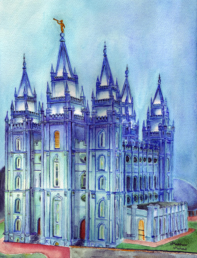 688x900 Salt Lake City Temple Painting By Matthew Marshall - Salt Lake City Temple Painting