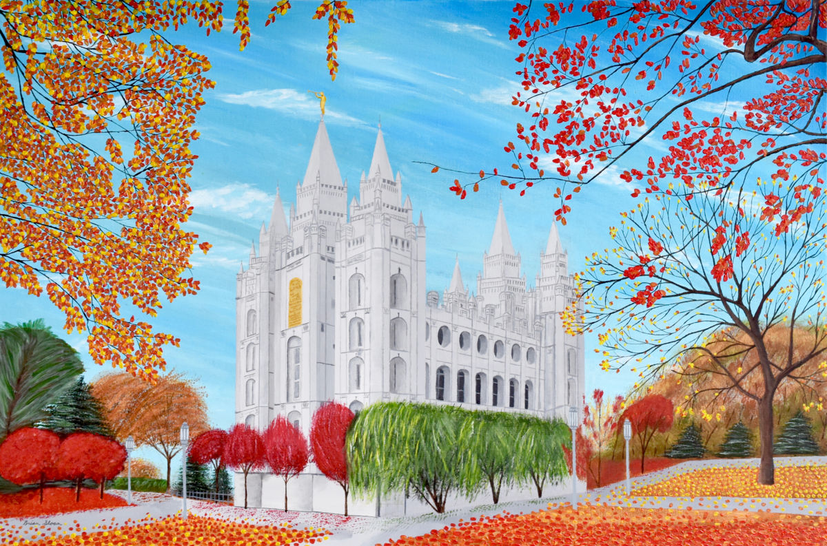 1200x793 Salt Lake City Utah Mormon Temple Acrylic Painting (Brian Sloan) - Salt Lake City Temple Painting