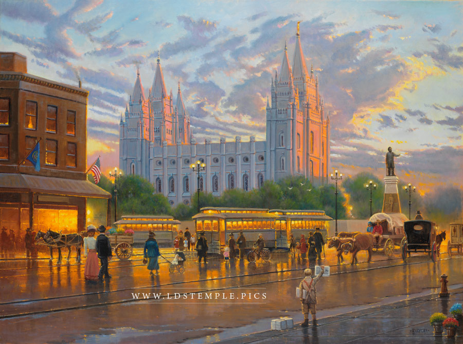 900x669 Salt Lake Temple Historical Painting - Salt Lake City Temple Painting