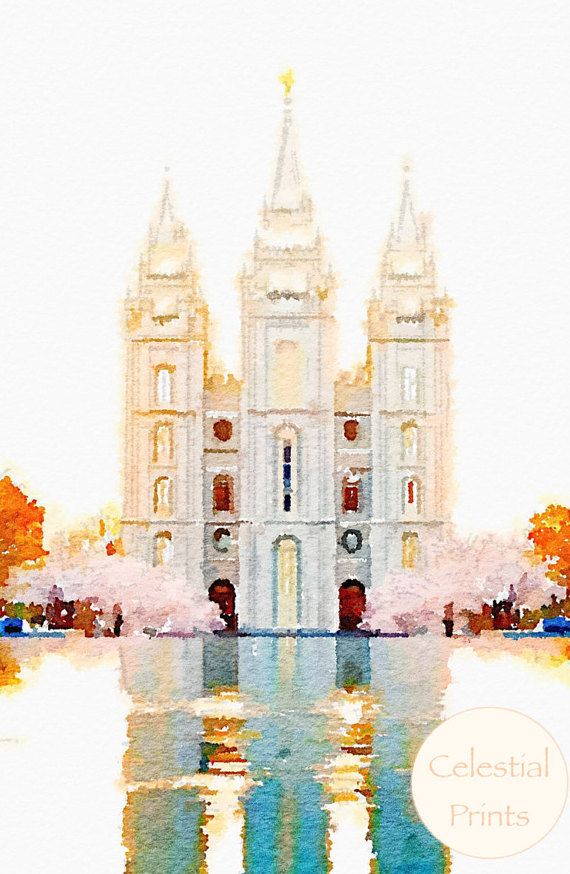 570x874 Large Salt Lake Temple Print, Salt Lake Temple Watercolor, Lds - Salt Lake City Temple Painting
