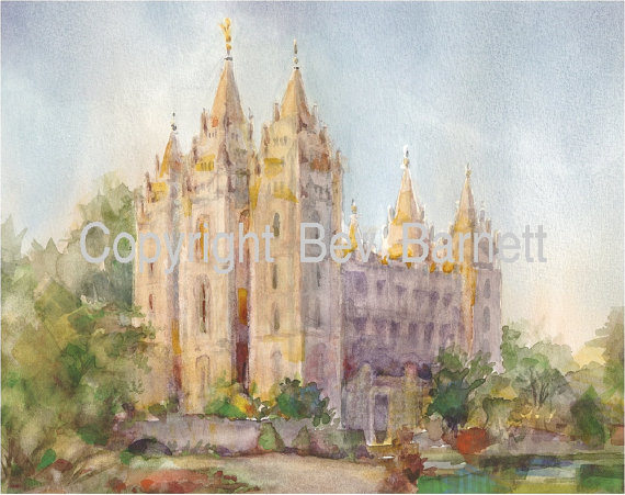 570x451 Salt Lake City Lds Temple Springtime Top Quality 22 X 28 - Salt Lake City Temple Painting