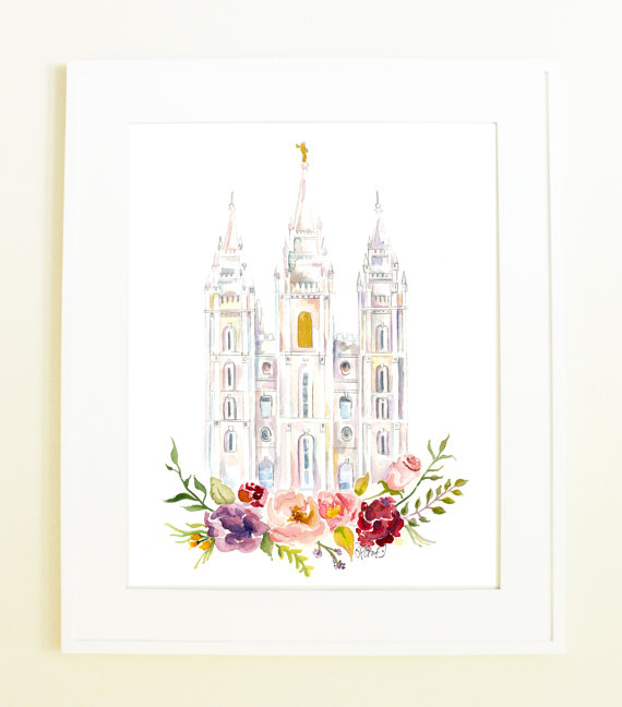 570x648 Salt Lake City Lds Temple Watercolor Slc Utah Slc Temple - Salt Lake Temple Painting