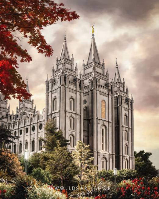521x650 Salt Lake Temple Autumn Light Fine Art Painting Lds Art Shop - Salt Lake Temple Painting