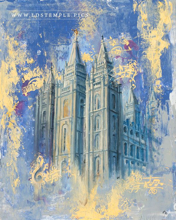 600x750 Salt Lake Temple Blue Amp Gold Painting - Salt Lake Temple Painting