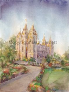 236x314 His Holy House By Sandra Rast. This Painting Of The Salt Lake - Salt Lake Temple Painting