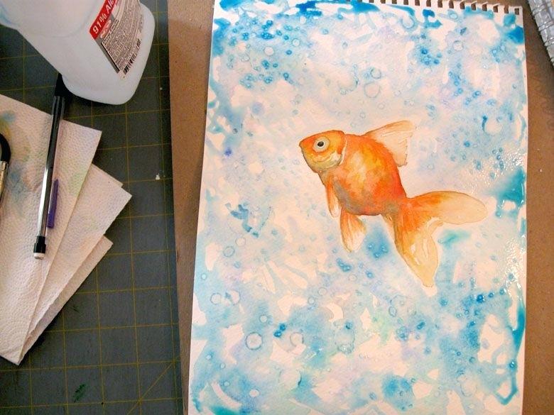 780x585 Salt Water Painting Goldfish Watercolor Painting By Painting Boat - Salt Water Painting