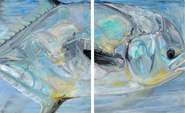 650x396 Permit Painting Two Permit Giclee Saltwater Fish Art - Salt Water Painting