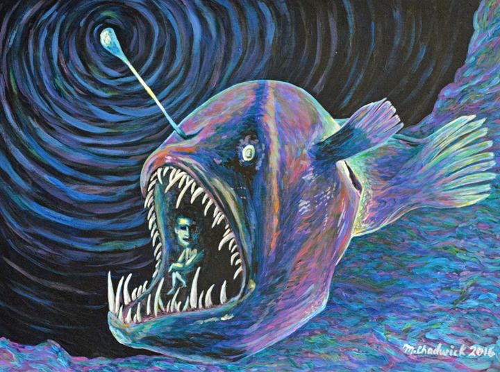 720x536 Jonah And The Angler Fish - Saltwater Fish Painting