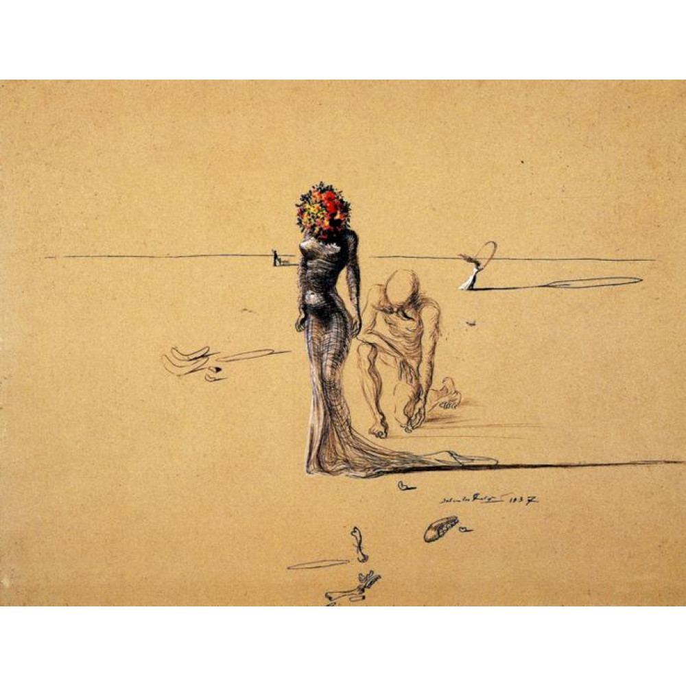1000x1000 Salvador Dali Woman With Flower Head - Salvador Dali Desert Painting