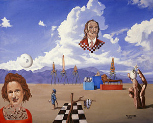 300x240 Ode To Salvador Dali Painting By Michael Bridges - Salvador Dali Gala Painting