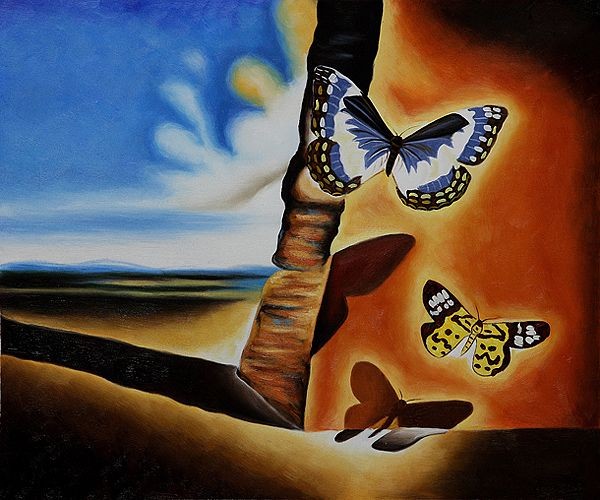 600x500 Landscape With Butterflies Ii Oil Painting By Salvador Dali - Salvador Dali Oil Painting