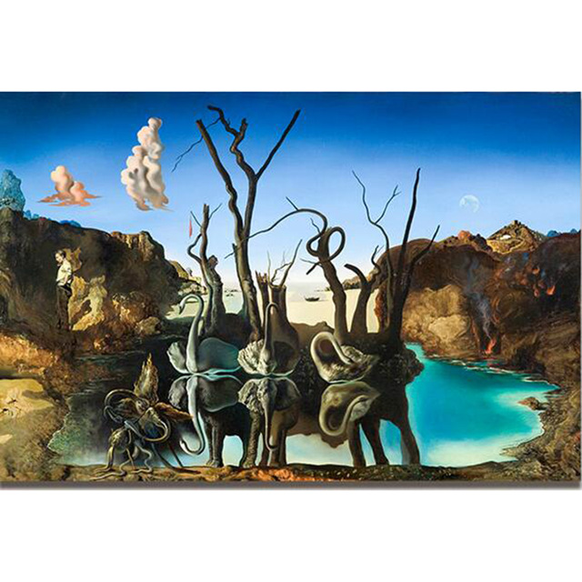 640x640 Salvador Dali Painting Swan Reflection Elephant, Diamond Painting - Salvador Dali Painting