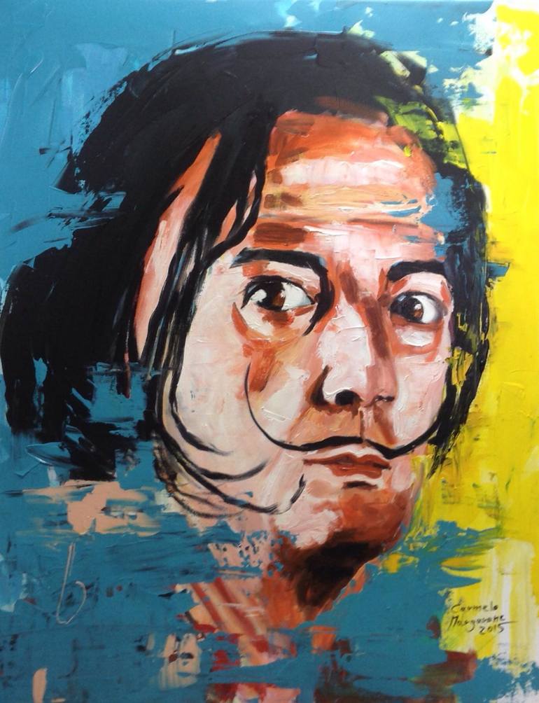 770x1004 Saatchi Art Salvador Dali Painting By Carmelo Margarone - Salvador Dali Portrait Painting