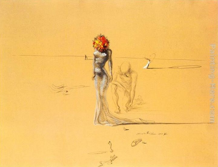 720x552 Salvador Dali Female Figure With Head Of Flowers Painting 50% Off - Salvador Dali Woman Painting