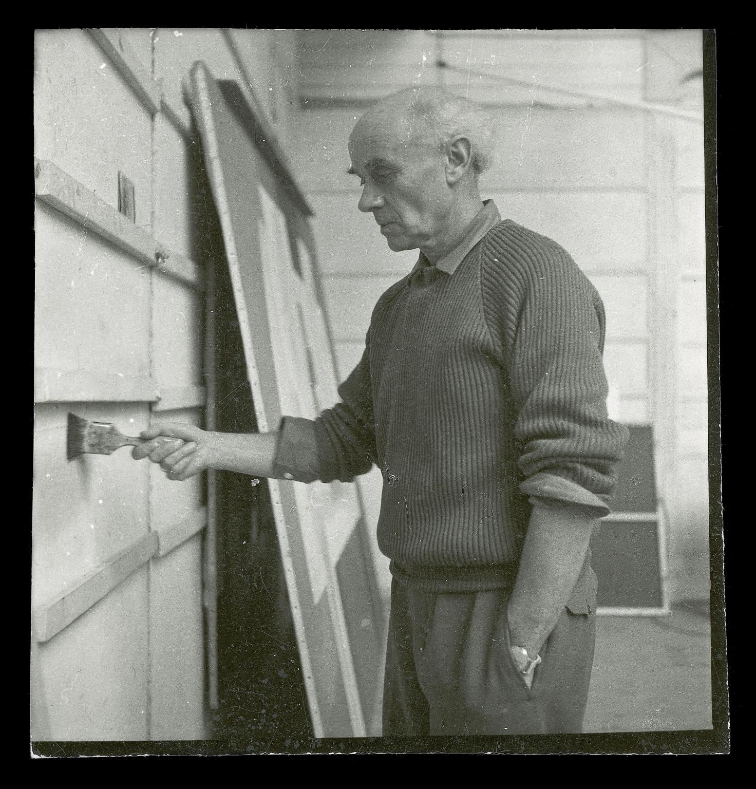 1472x1536 Photograph Of Ben Nicholson Painting A Wall In His St Ives Studio - Sam Painting